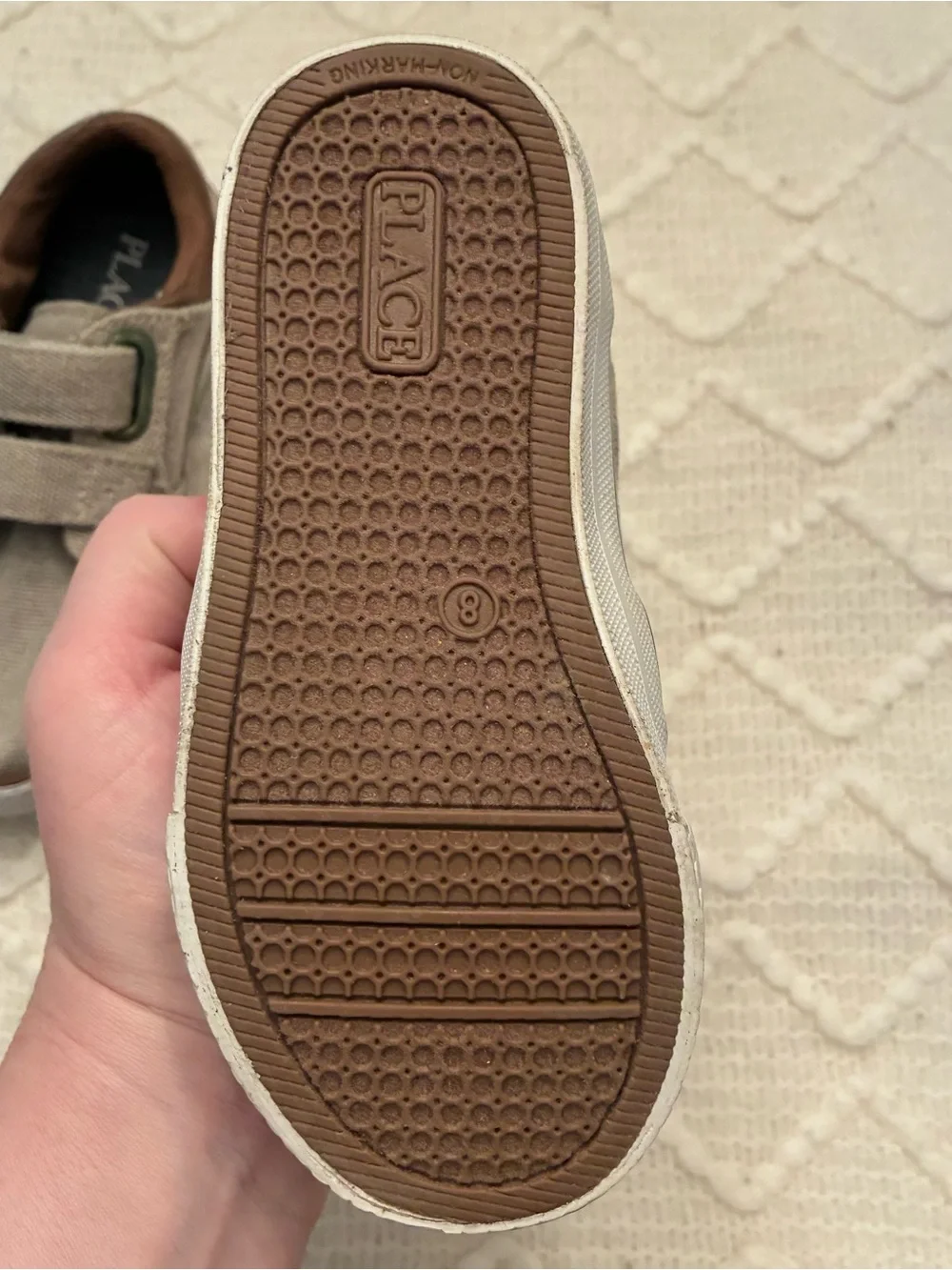 The Children’s Place Boys Tan Brown Canvas Velcro Sneakers
